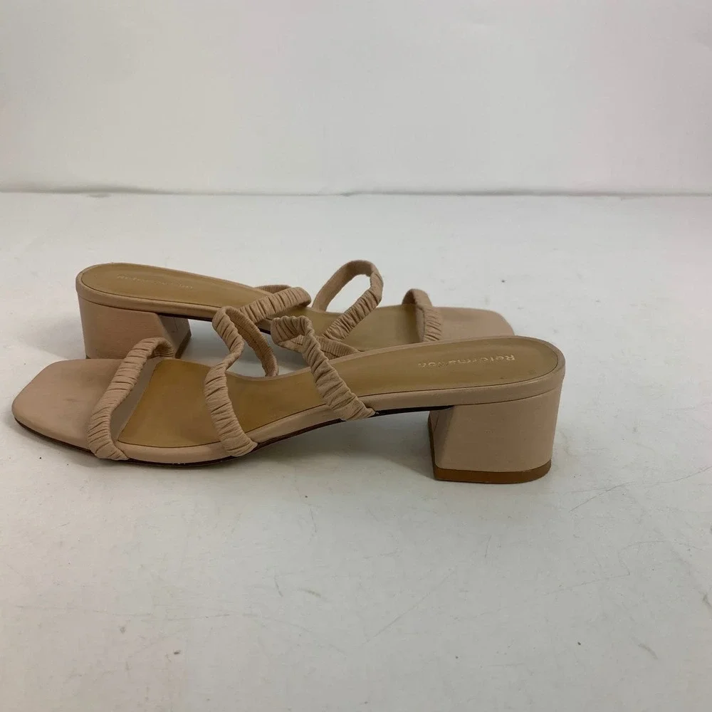 Reformation Assunta Strappy Block Heel Sandals Leather Square Toe Low Size 7.5‎